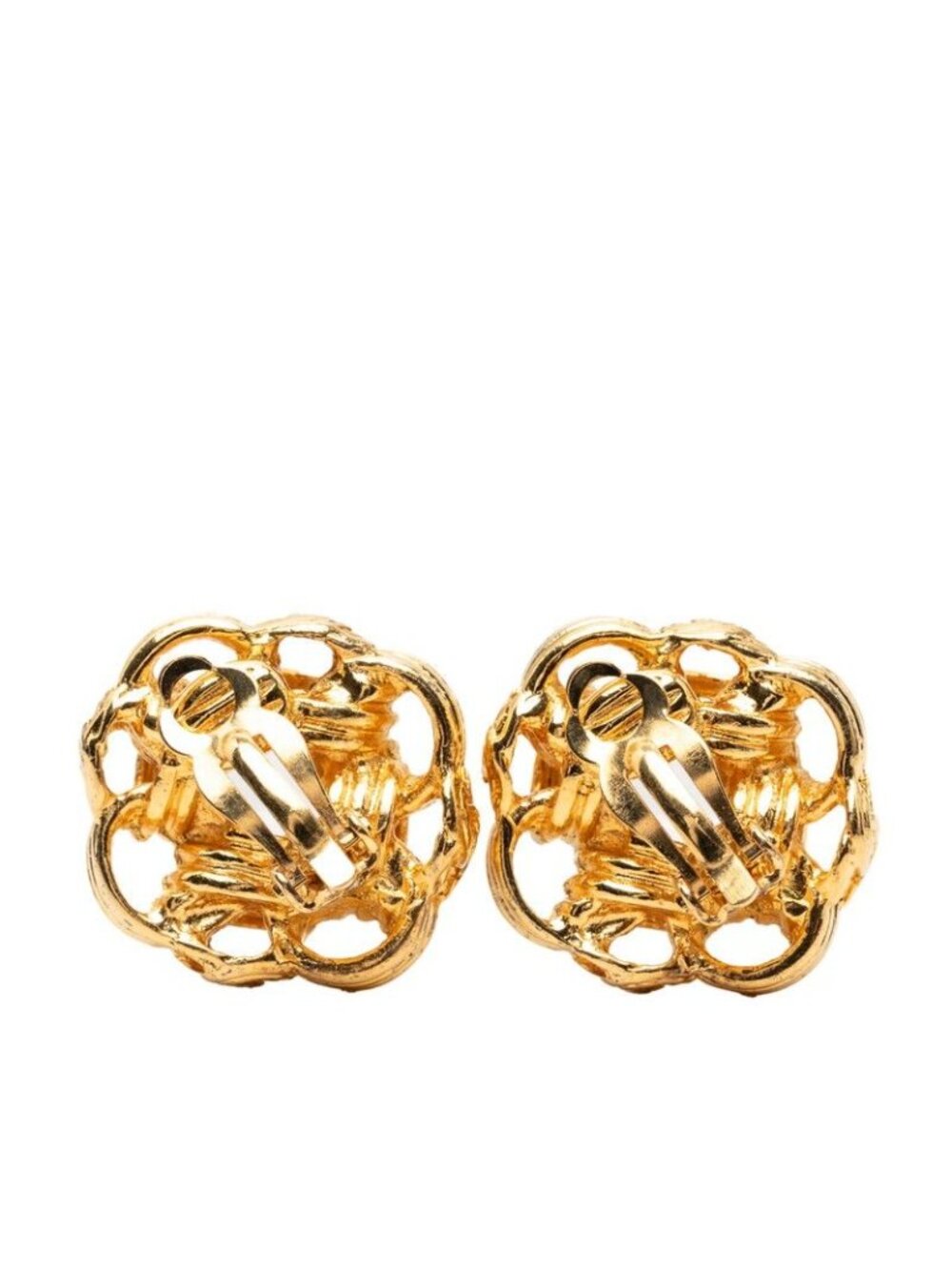 Chanel CC Logo Vintage Earrings Gold Plated - Picture 2 of 3